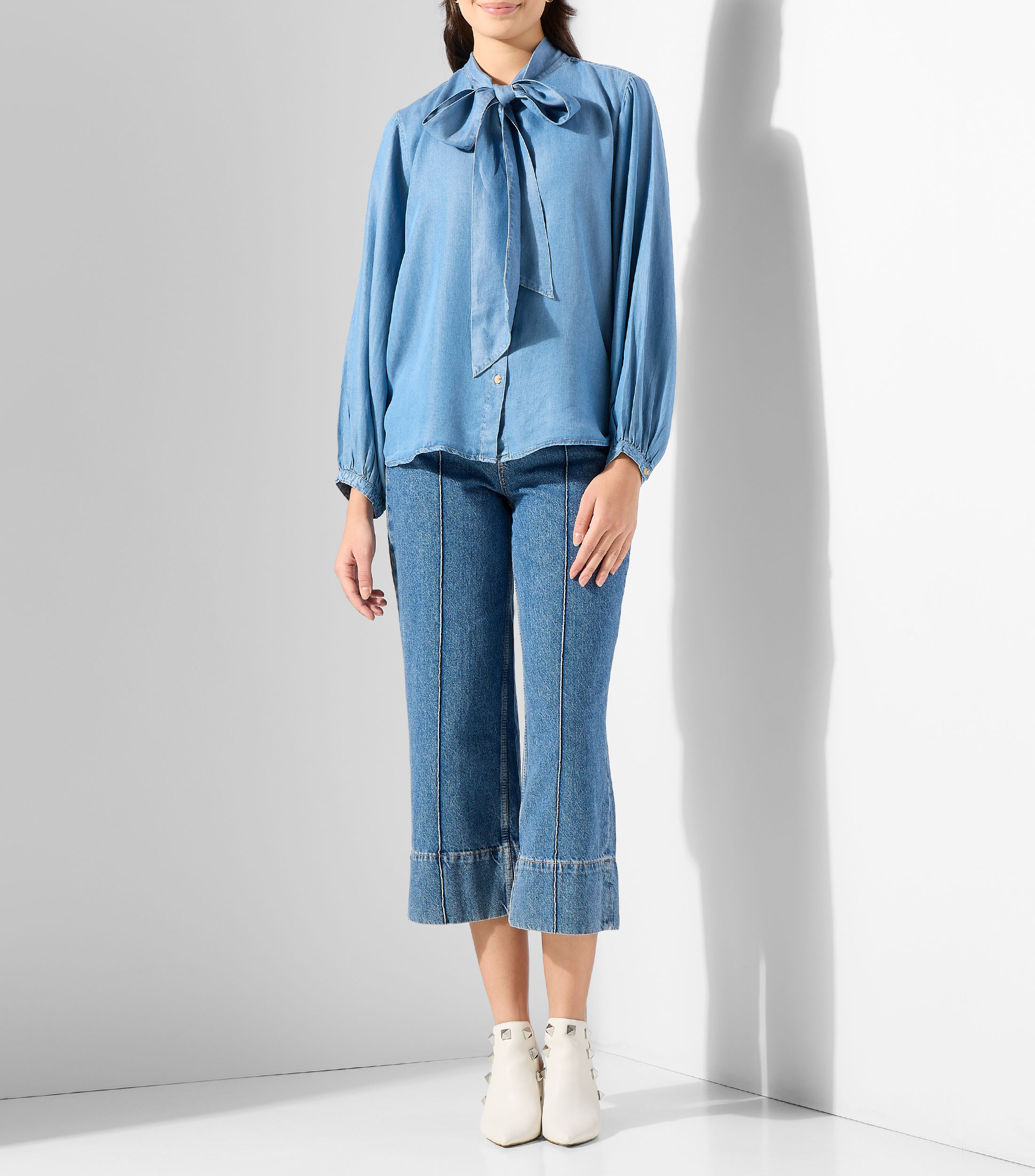 Blusa lisa de manga larga Mujer